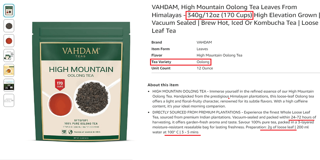 10. VAHDAM, High Mountain Oolong Tea Leaves From Himalayas