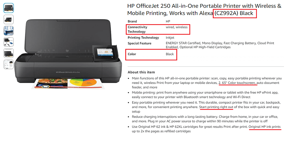 11. HP OfficeJet 250 All-in-One Portable Printer
