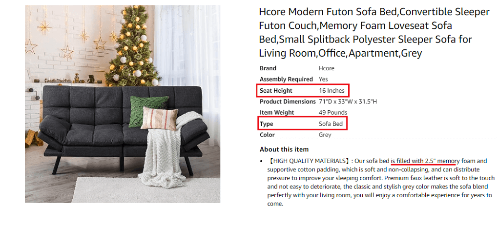 11. Hcore Modern Futon Sofa Bed