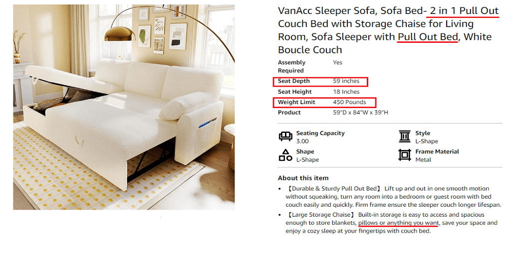 13. VanAcc Sleeper Sofa