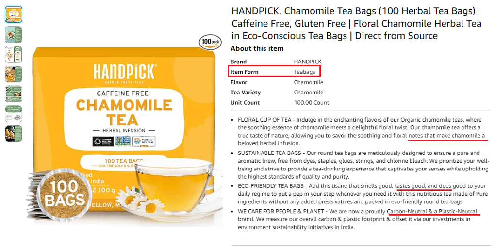 14. HANDPICK, Chamomile Tea Bags