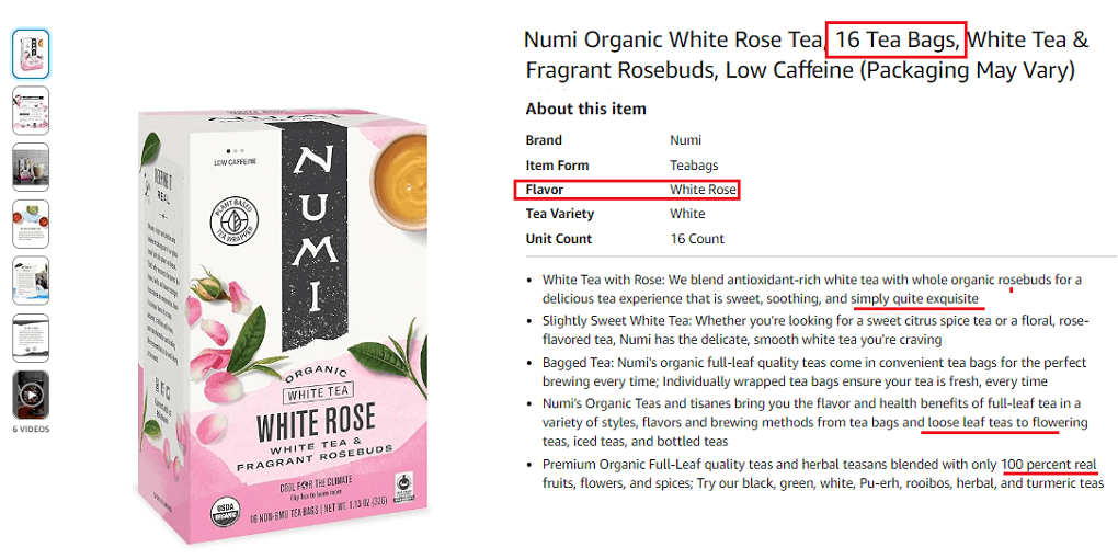 14. Numi Organic White Rose Tea