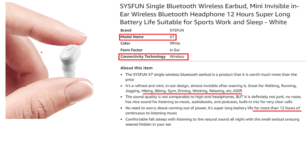 16. SYSFUN Single Bluetooth Wireless Earbud