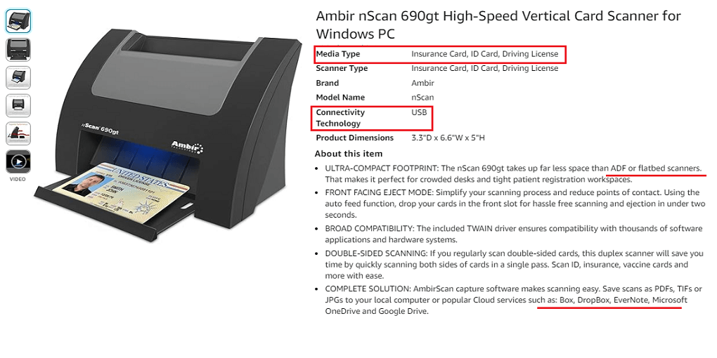 18. Ambir nScan 690gt High-Speed Card Scanner