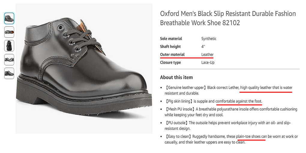 Oxford Men's Black Slip Resistant Durable Fashion Work Shoe