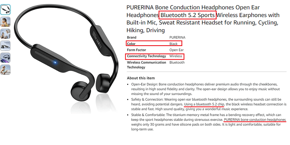 18. PURERINA Bone Conduction Headphonesi
