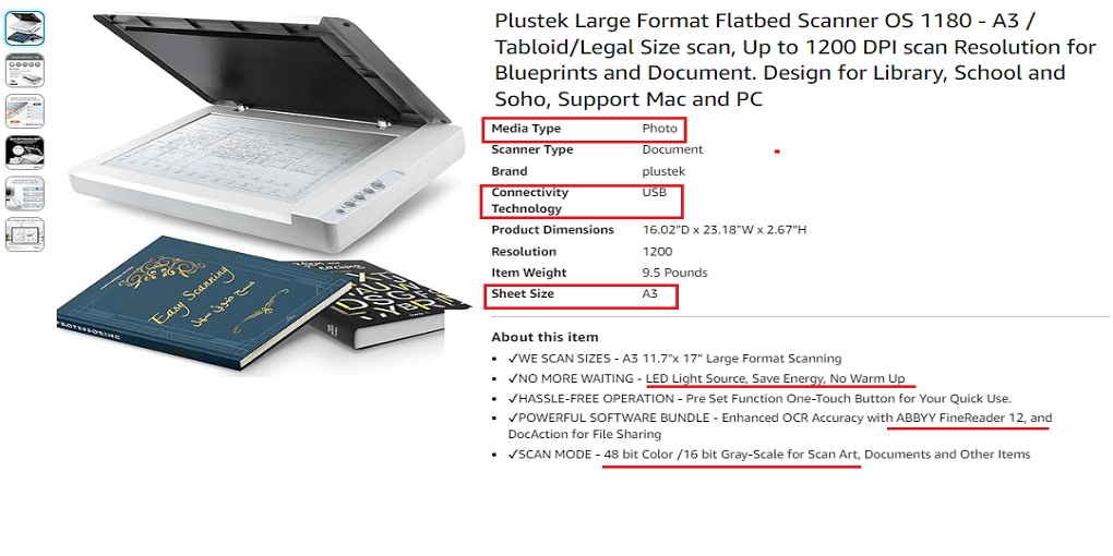 19. Plustek Large Format Flatbed Scanner