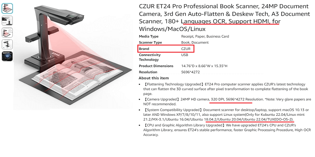 21. CZUR ET24 Pro Professional Book Scanner