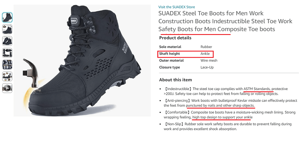 21. SUADEX Steel Toe Boots