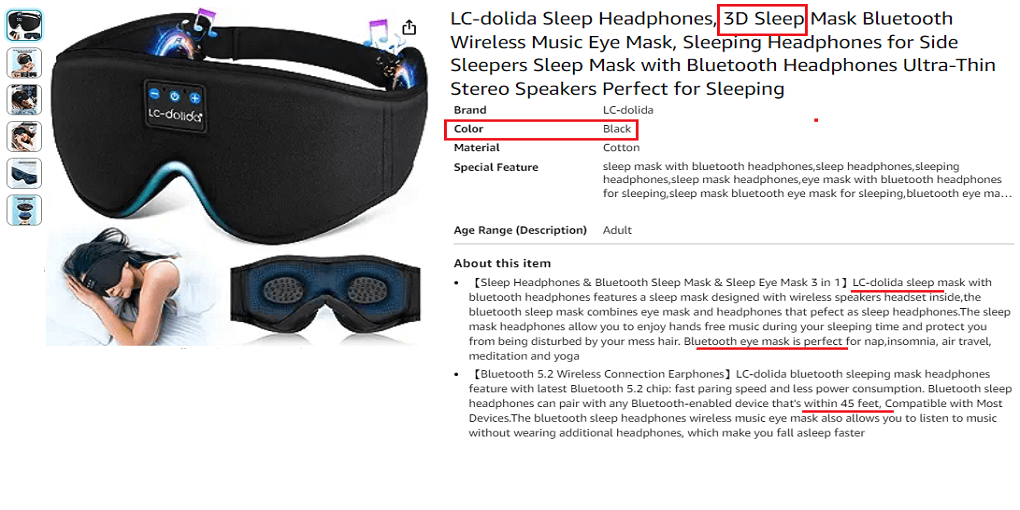 LC-dolida 3D Sleep Mask Bluetooth Wireless Headphone