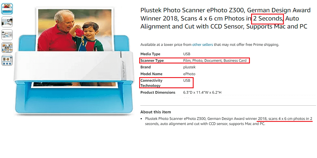 3. Plustek Photo Scanner ePhoto Z300