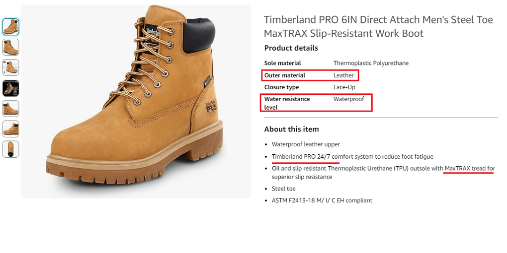 3. Timberland PRO 6IN Direct Attach Men's Steel Toe Work Boot