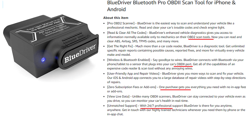 4. BlueDriver Bluetooth Pro OBDII Scan Tool for iPhone & Android