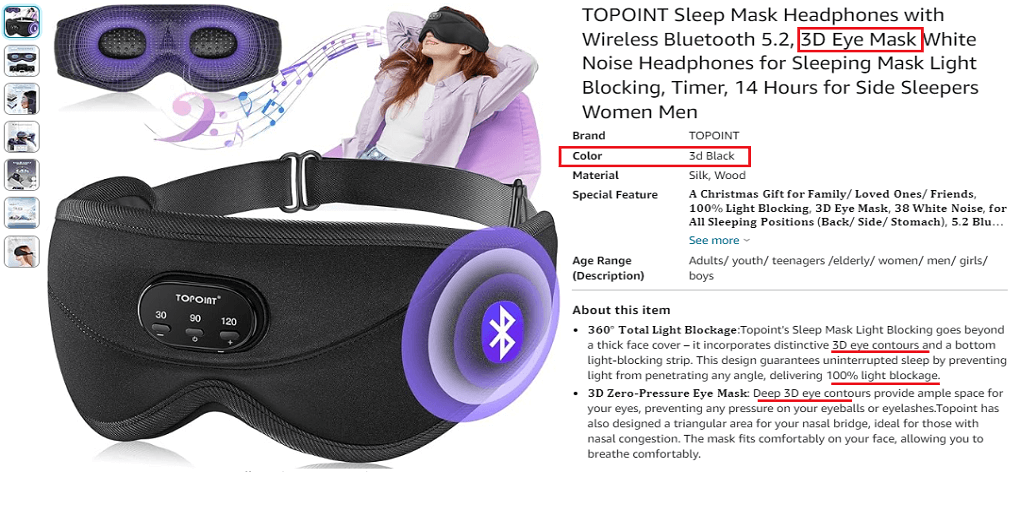 6. TOPOINT Sleep Mask Headphones