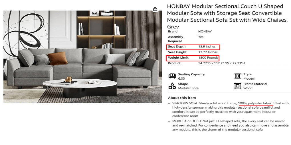 7. HONBAY Modular Sectional