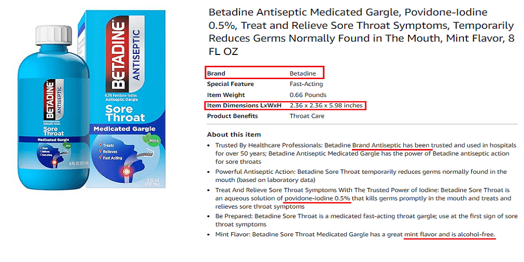 8. Betadine Antiseptic Medicated Gargl