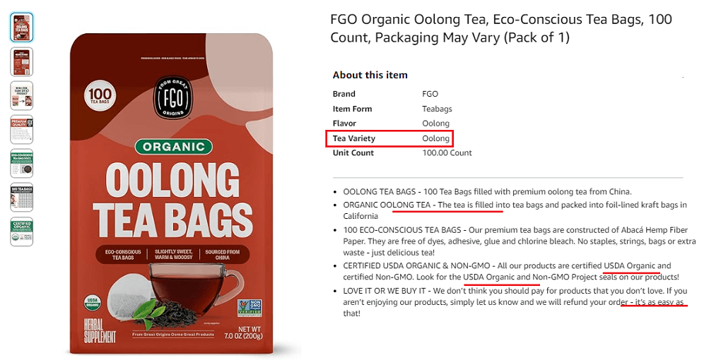 9. FGO Organic Oolong Tea