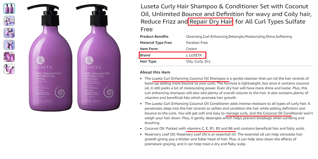 9. Luseta Curly Hair Shampoo & Conditioner Set